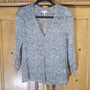 Joie sheer silk v-neck pop over blouse top